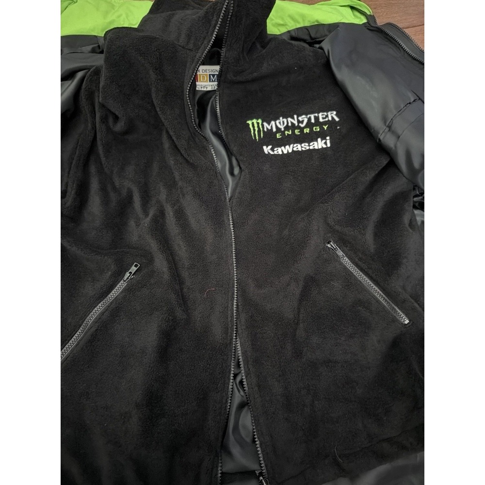XL Vintage Kawasaki Monster Energy Racing 2 Piece Jacket & Fleece Sweater Zip up - Picture 11 of 16